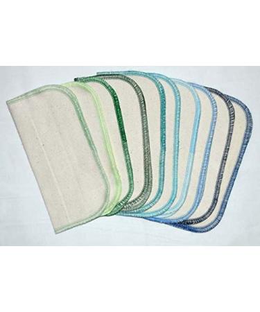 Organic 1 Ply Flannel Baby Wipes Set of 10 - 8x8 Inches (Blues/Greens) - Buy Online on GoSupps.com