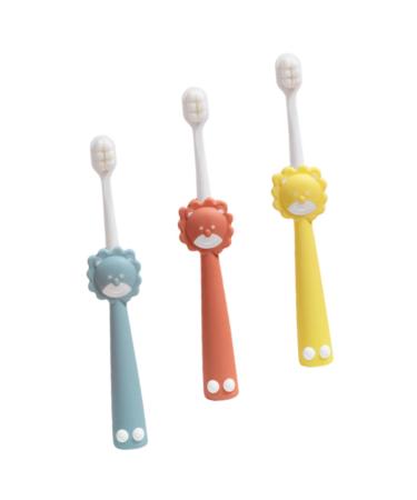 Minkissy 3 piece of children's toothbrush manual toothbrush ergonomic handle suction extra toothbrushes for children beautiful children toothbrush children's products portable pp 1 piece (1 Pack) different colors