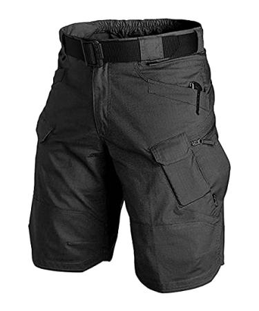 YAXHWIV Mens Tactical Shorts 11" Waterproof Cargo Shorts for Men Hiking Fishing Breathable Quick Dry Regular(NO Belt) Black Large