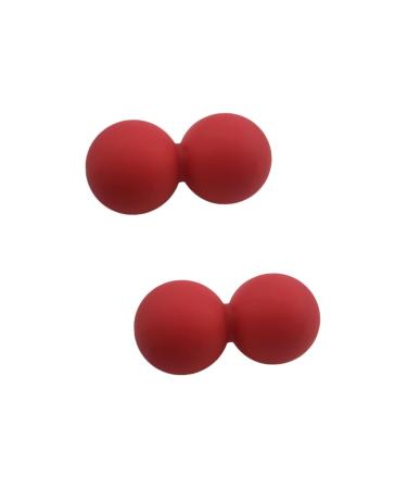 Minkissy 2 pieces massage roller double massage mobility peanut gym roller peanut massage ball muscle roller Ero-nut lacro-lacrosse massage peanut painting ball fitness yoga scrollrad red