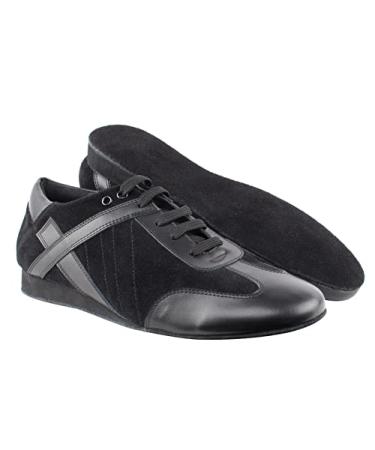 Very Fine Dancesport Shoes - Latin, Salsa, Ballroom Dance Shoes for Men SERO106BBX Flat Heel +1 Suede Sole Shoe Brush Black Leather & Black Suede 7.5