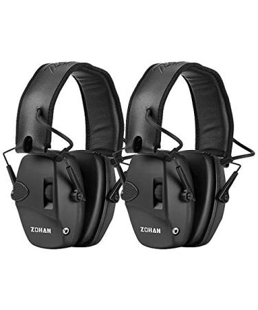 ZOHAN EM054 Electronic Ear Protection for Shooting Range with Sound Amplification Noise Reduction, Ear Muffs for Gun Range D1-black*2