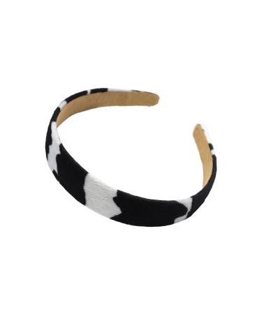 Kathaya Cow Print Headbands - Wide Non-Slip Fashion Hair Bands for Women & Teens - Cowhide Hair Accessories in White Black - Buy Online on GoSupps.com