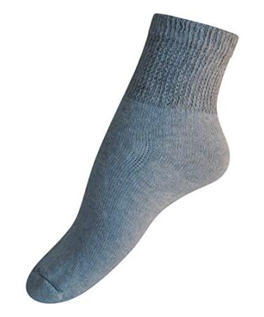 Diabetic Mens Ankle Socks (3 Pack) King Size 13-15 Gray Made in The USA