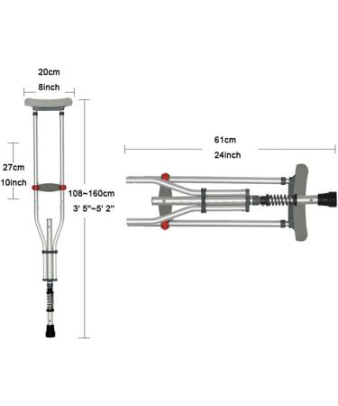 LINYUES Folding Portable Crutches for Adult Spring Underarm Crutches for Sports Injuries and Travel Aluminum Adjustable Medical Crutches (Size : 2 Pack) Double The Comfort - Buy Online on GoSupps.com
