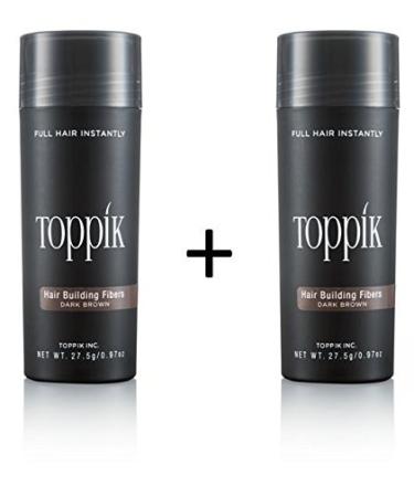2 x TOPPIK 27.5 g. - Hair Thickener Loose Hair Fibers Microhairs - Special Offer! Color: Dark Brown