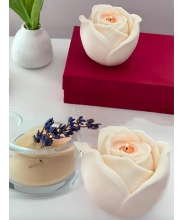 Handmade 16 oz Rose Soy Wax Candles | Eco-Friendly Bedroom Decor | Aesthetic White Candle | 12 Hour Burn Time | Ideal for Weddings & Valentine's Day - Buy Online on GoSupps.com