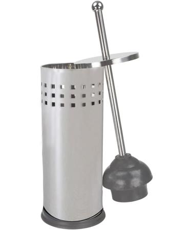 Home Basics Metal Toilet Plunger with Holder - Bathroom Apartment Essentials | Hidden Chrome Combo for Toilet Hideaway Tools - Buy Online on GoSupps.com