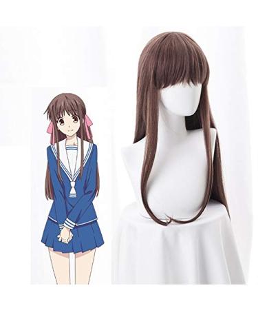 Tohru Cosplay Wig | 2019 Fruits Basket Long Brown Straight Hair with Bangs | Halloween Anime Costume Accessory - Buy Online on GoSupps.com