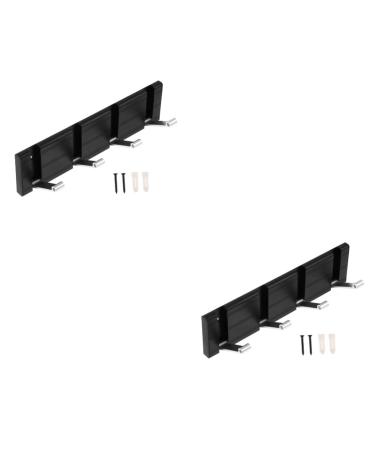 2 Pcs Porch Invisible Hook Wall Mount Coat Hooks Wall Mounted Clothing Rack Heavy Duty Keychain Coat Hanger Wall Towel Hanger Bedroom Rail Stylish Hook Hanger Handbag Hook Black (B Black Silverx2pcs 27.2X7CMx2pcs