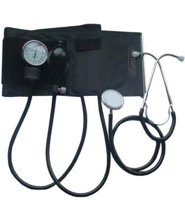 Aneroid Sphygmomanometer Blood Pressure Monitor Meter Kit & Black Double Head Stethoscope