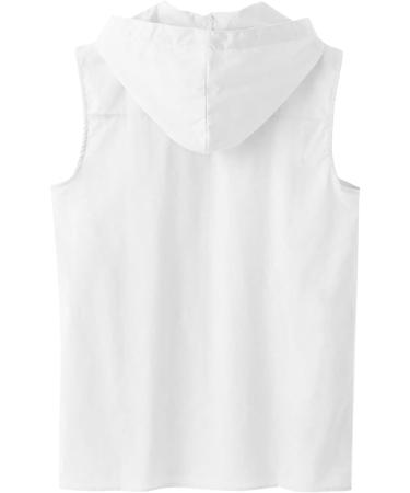Rosennie Men's V-Neck Stringer Tank Top - Sleeveless Hoodie for Summer Gym & Bodybuilding - Loose Fit Muscle Shirt in White XL - Buy Online on GoSupps.com