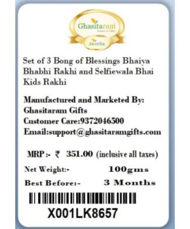 Ghasitaram Gifts Rakhi for Brother Rakhis Online - Set of 3 Bong of Blessings Bhaiya Bhabhi Rakhi and Selfiewala Bhai Kids Rakhi - Buy Online on GoSupps.com