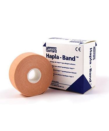 HAPLA-BAND 1.25cm x 10m (4 ROLLS) Flesh coloured thin hypoallergenic bandage Hapla-Band has elastic warp threads which allow the bandage to stretch 1.25cm x 10m x 4 Rolls