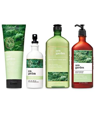 Bath and Body Works Aromatherapy NEW ZEN GARDEN Gift Set - Body Lotion 6.5 oz  Body Wash Foam Bath 10 oz  Essential Oil Mist 5.3 oz & Body cream 8 oz - Bath & Body Set