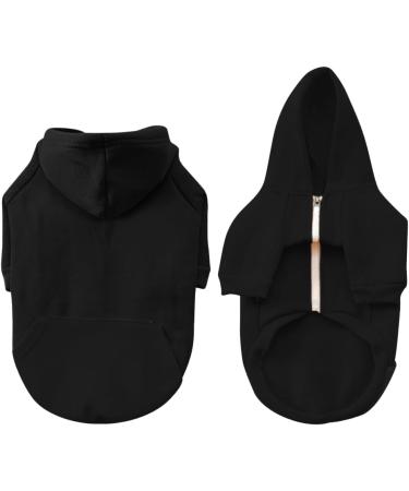 Meioro XL All Black Hooded Sweater for Dogs - Warm Pet Hoodie for French Bulldogs & Pugs - Cute Zippered Clothing - Buy Online on GoSupps.com