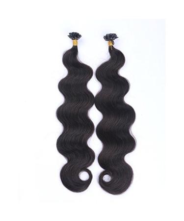 Keratin Bonding Corrugated Hair Extensions 50cm - 150 Strands Black Brown (#1B) - 100% Remy Wavy Real Hair Easy to Use 1g/Strand - Buy Online on GoSupps.com