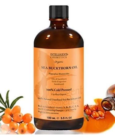SEA Buckthorn Oil 100ML 100% Cold Pressed Organic Unrefined Pure & Natural Repairs Damaged Skin Calms Irritated Skin Heals Rosacea Supplied in Glass Amber Bottle with Pipette - Buy Online on GoSupps.com