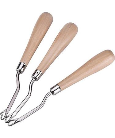 eBoot 6.5 Inch Wooden Bent Latch Hook Tool, Set of 3