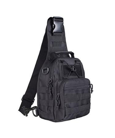 Tactical Backpack, Qcute Waterproof Military Cross-body Molle Sling Chest Bag Black