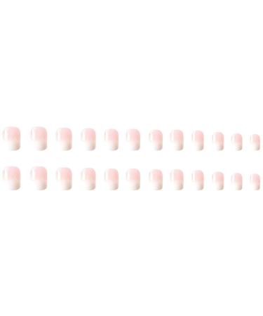 Ombre Press on Nails - Short Square Full Cover Acrylic Gradient White French Tip - 24 Pcs Nude & Pink Glue-On Nails for Women - Perfect Manicure Set - Buy Online on GoSupps.com