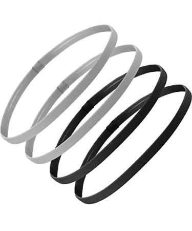 Sumind 4 Pieces Thick Non-Slip Elastic Sport Headbands Football Hair Headbands for Women and Men Black  Gray