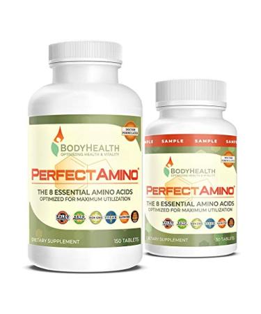 BodyHealth PerfectAmino Tablets (150ct Plus 30ct Travel Bottle), All 8 Essential Amino Acids with BCAAs + Lysine, Phenylalanine, Threonine, Methionine, Tryptophan, Supplement for Recovery & Strength