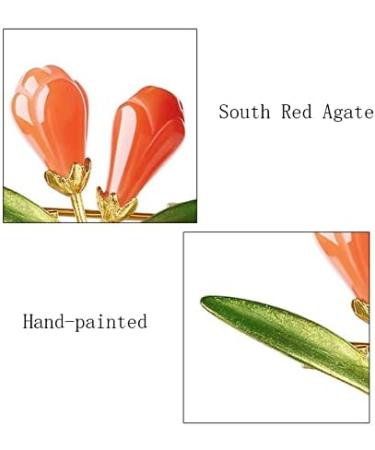 Pin Jewelry Gifts for Women Ladies Elegant Accessories South Red Agate Magnolia Shape Brooch Luxury Wedding Banquet Brooch Accessories Brooches & Pins - Buy Online on GoSupps.com