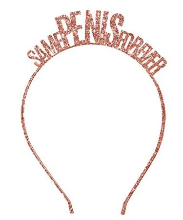 RhinestoneSash Bachelorette Party Headband - Same Pen Is Forever Crown for Bride - Bridal Shower Gift Same Pen Is Forever (Rose Gold Sparkle)