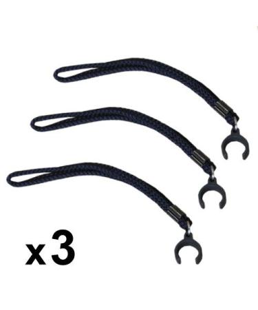 KMINA Walking Sticks Straps (x3 units) Black Nylon Wrist Straps for walking Sticks with 19-22 mm Tubes Nylon Wrist Straps for Canes - Made in Europe.