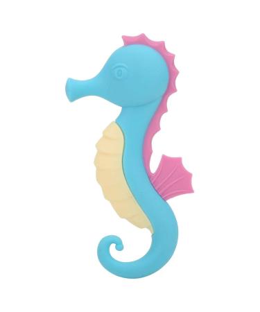 Teething Toy Baby Silicone Teether Cartoon Hippocampus Children Baby Teething Toy(Blue)