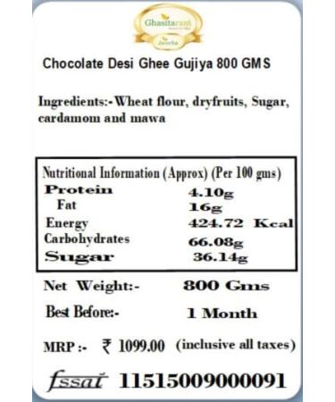 Ghasitaram Gifts Holi Sweets Holi Gifts Holi Hamper Chocolate Gujiya 800 GMS - Buy Online on GoSupps.com