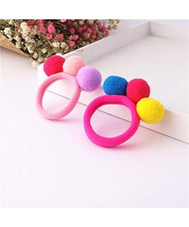 6 Pcs Furball Pompom Elastic Hair Bands - Girls Hair Accessories Gift - Buy Online on GoSupps.com