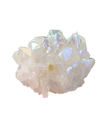 200-300g Natural White Angel Aura Crystal Cluster Electroplating Titanium Coating Quartz Cluster Stone Suitable for Home Raw Stones and Minerals Home Goods