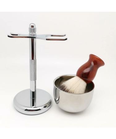 Shop HRTC Men's Shaving Brush Set - Stylish Plastic with Razor Cup Stand | Perfect for Cream & Safety Razors | 2.9x6 inches Silver - Buy Online on GoSupps.com