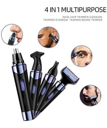 KouRy 4-in-1 Electric Ear & Nose Hair Trimmer for Men & Women - Painless Waterproof Facial Hair Remover with Dual Edge Blades (Black - Buy Online on GoSupps.com