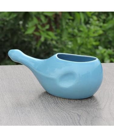 Ancient Impex Ceramic Neti Pot Sky Blue - 300ml Capacity with 5 Sachets Neti Salt - Buy Online on GoSupps.com