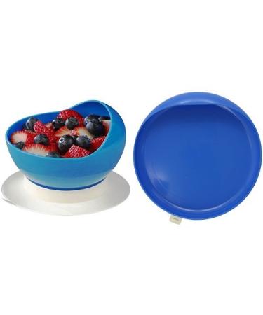 Ableware Scooper Bowl and Scooper Plate with Suction Cup Base, Blue