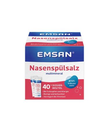 Emsan Emsan Nasal Rinse Salt | Gentle and thorough nasal cleansing | Compatible with homeopathy | 40 sachets of 2.5 g | For ages 6 and up