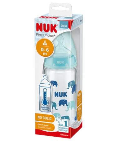 NUK First Choice glass bottle with temperature control 120ml turquoise