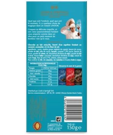 Lindt - Tablette LINDOR - Chocolat au Lait Caramel Fleur de Sel - C ur Fondant 150g (Lot de 4) Caramel 150g (Lot de 4) - Buy Online on GoSupps.com