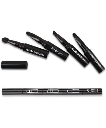 Sanfiyya 4-in-1 Premium Makeup Brush Set - Portable Lip Eye Shadow & Eyebrow Brushes - Travel-Friendly Black Kit for Flawless Application - Buy Online on GoSupps.com