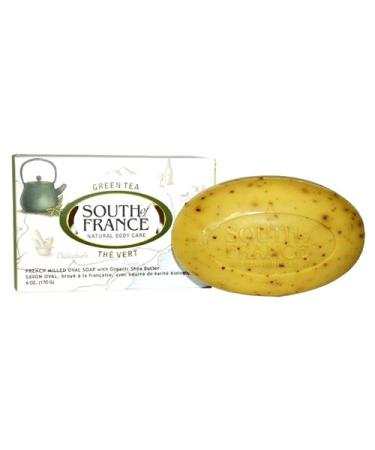 South of France Green Tea French Milled Bar Soap with Organic Shea Butter 6 oz (170 g)
