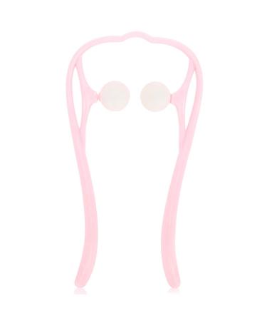 Natudeco neck massage roller ball pressure point self -massage device swan shape for pain relief in deep tissue lightweight (pink)