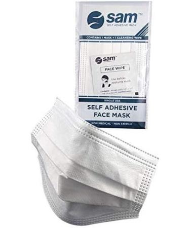 Buy SAM Self Adhesive Masks - 50 Individually Wrapped 3-Ply Face Coverings with Wet Wipe for Global Shipping - Buy Online on GoSupps.com