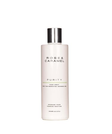 Rose & Caramel Purity Fade Away Self Tan Removing Shower Gel (250ml). Effective Self Tan Eraser Fresh Fruity Fragrance Gentle Exfoliator. Removes All Fake Tan Brands Vegan Cruelty Free