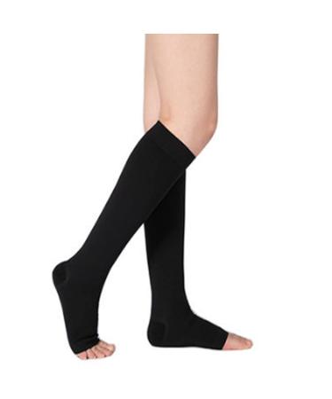 Compression stockings for varicose veins open toe medium hose 20-30 mmHg compression leg cuffs comfortable medical gradient compression to run cycling basketball flesh 5x black M