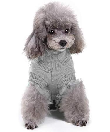 Warm Dog Sweater for Medium Dogs - Cute Knitted Pet Clothes Coat for Girls Boys - Grey - Buy Online on GoSupps.com