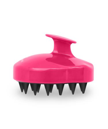 Philorn scalp massage brush scalp massage device soft silicone ridge wet & dry massage shampoo brushes soft silicone comb for men women and pets (magenta & black) black silicone + rose red ABS