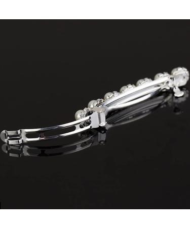 E EMZHOLE Luxury Rhinestone Pearl Diamond Hair Barrette for Women and Girls - Elegant Ponytail Clip Headdress - Buy Online on GoSupps.com